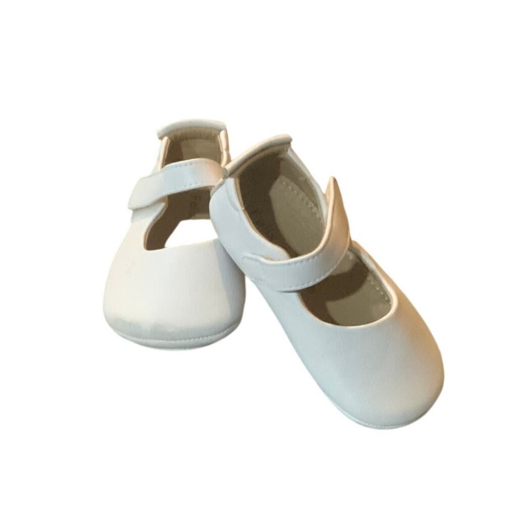 Felix and Flora White Mary Jane Dress Shoes Toddler Velcro Strap Stretch 13CM